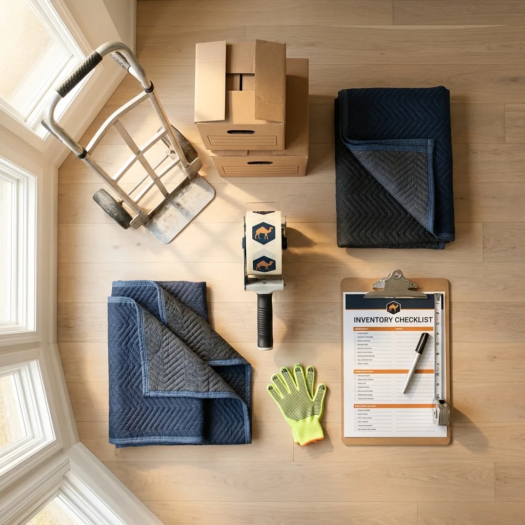 Professional moving supplies and packing materials layout for Holden residential relocations